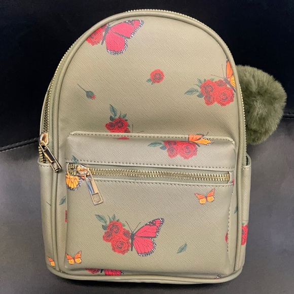 Mint Green Butterfly Print Backpack